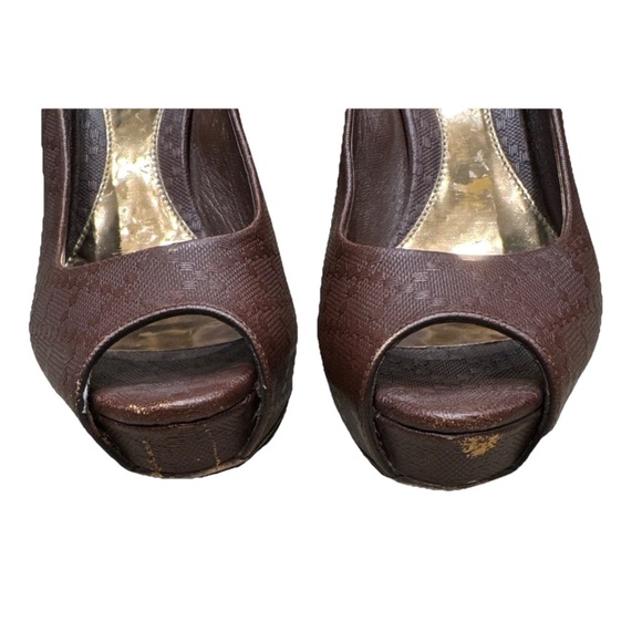 GUCCI Platform Heels Sz 6.5US/35.5italy RARE,Sofia Brown Diamante Pumps Luxury - Picture 5 of 8